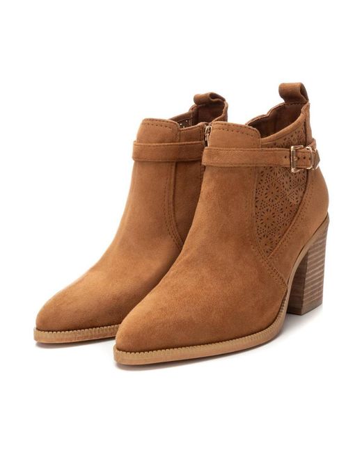Xti Brown Suede Ankle Booties By