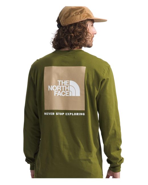 The North Face Green Box Nse Standard-fit Logo Graphic Long-sleeve T-shirt for men