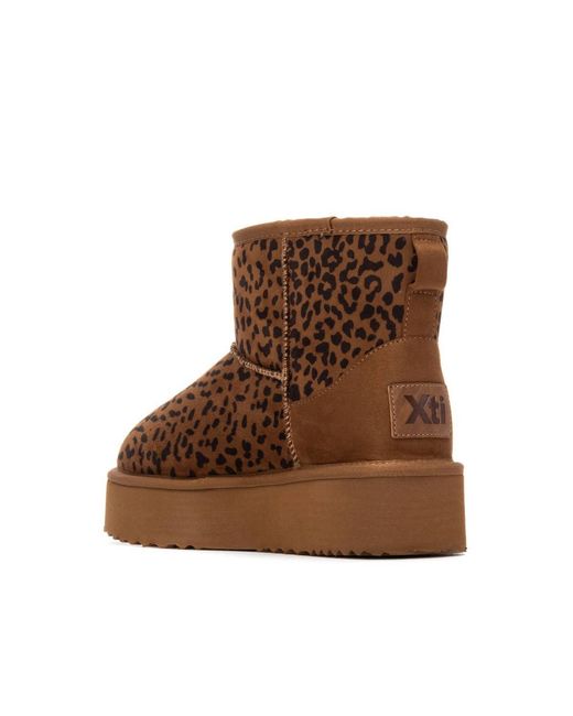 Xti Brown Winter Suede Booties By