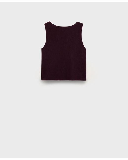 Mango Red Fine Ribbed Knit Top