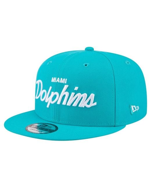 KTZ Blue Miami Dolphins Core Team Script 9fifty Snapback Hat for men