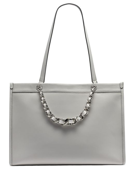 Karl Lagerfeld Gray Savoie Large Leather Tote Bag