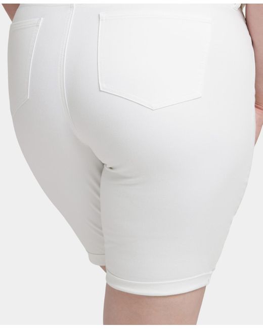NYDJ White Plus Size Briella Roll Cuff Denim Shorts
