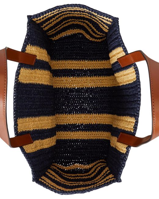 Ralph Lauren Blue Striped Woven Straw Extra Large Wilow Tote Bag