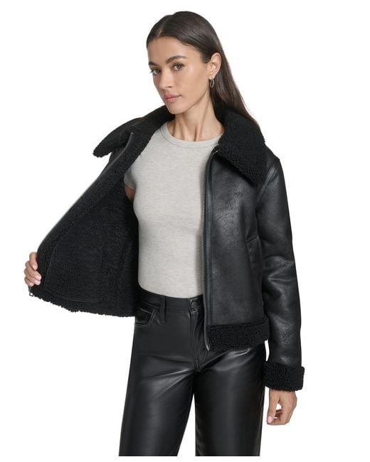 Levi's Black Regular Faux Shearling Aviator Jacket