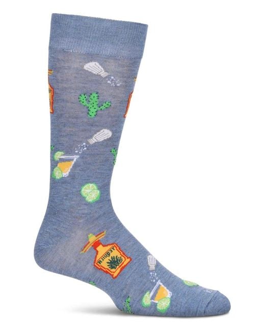 Memoi Blue Tequila Lime Crew Socks for men