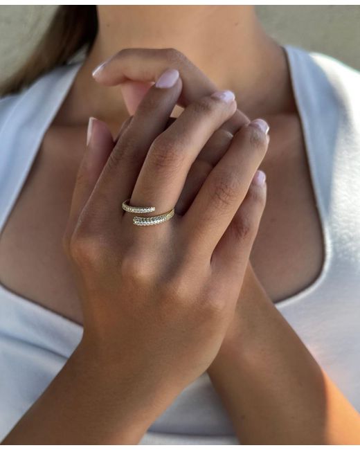 Adornia Metallic Cubic Zirconia Overlapping Pave Band Ring
