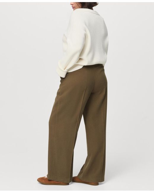Mango Green Straight Mid-rise Pants
