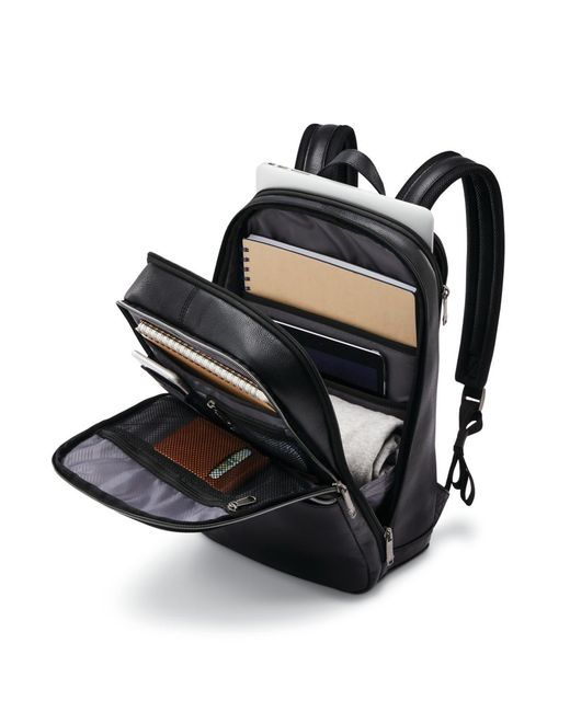 Samsonite Black Classic Leather Slim Backpack