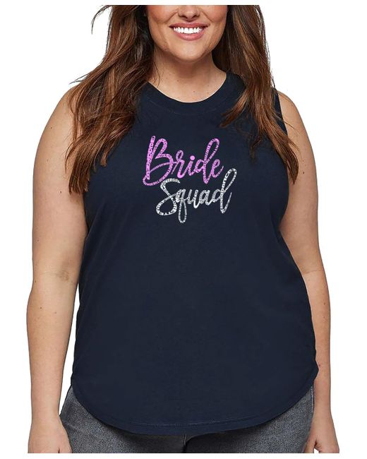 LA Pop Art Blue Plus Size Bride Squad Word Art Tank Top