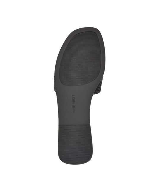 Nine West Black Giselleh Embellished Flat Sandals