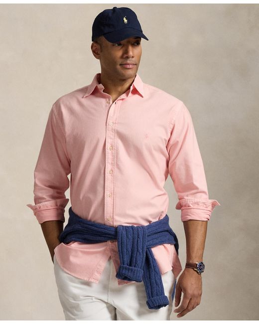 Polo Ralph Lauren Men's Pink Big Tall Mineral-dyed Oxford Shirt