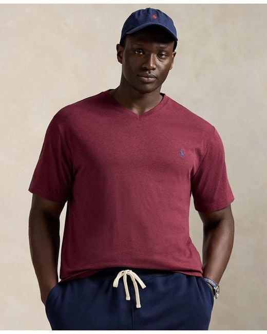 Polo Ralph Lauren Men's Red Big Tall Classic Fit V-neck T-shirt