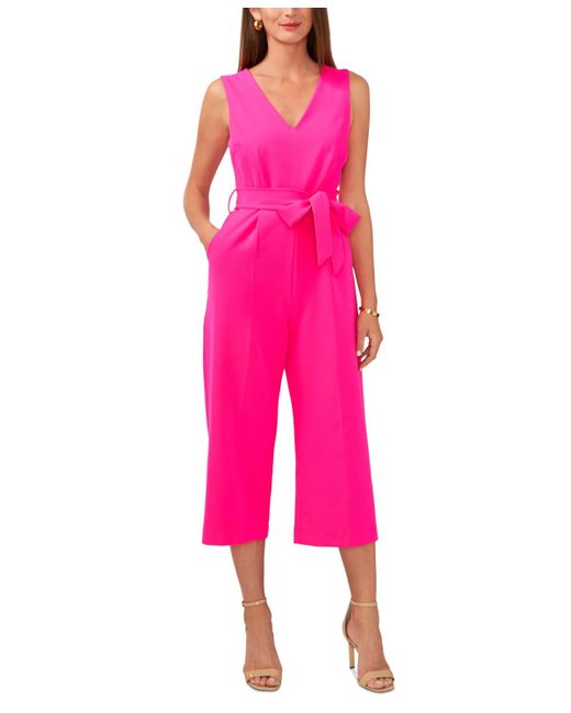 Vince Camuto Pink Belted Cropped Jumpsuit