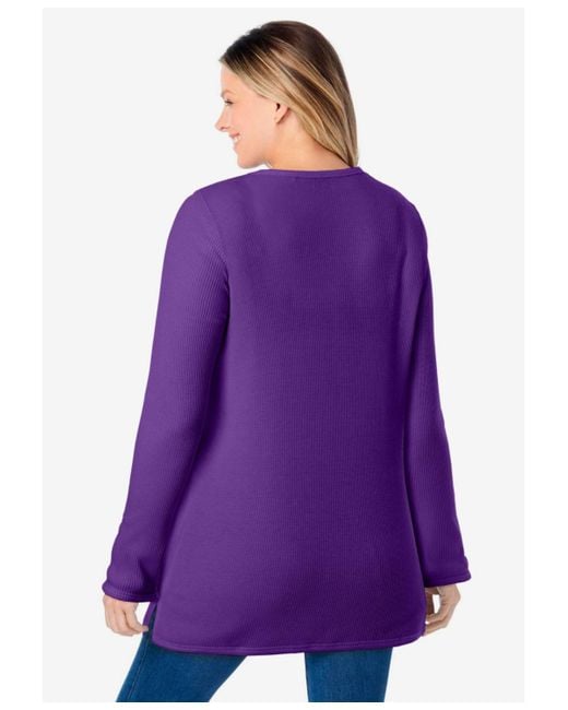 Woman Within Purple Within Waffle Thermal Sweatshirt