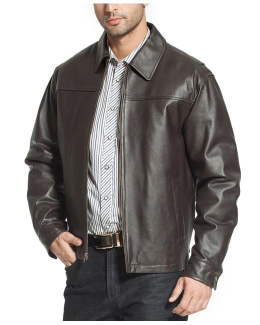BGSD Gray Men Greg Open Bottom Zip Front Leather Jacket for men