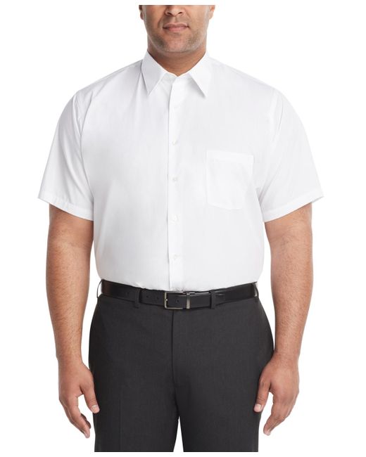 Van Heusen White Big & Tall Poplin Short Sleeve Dress Shirt for men