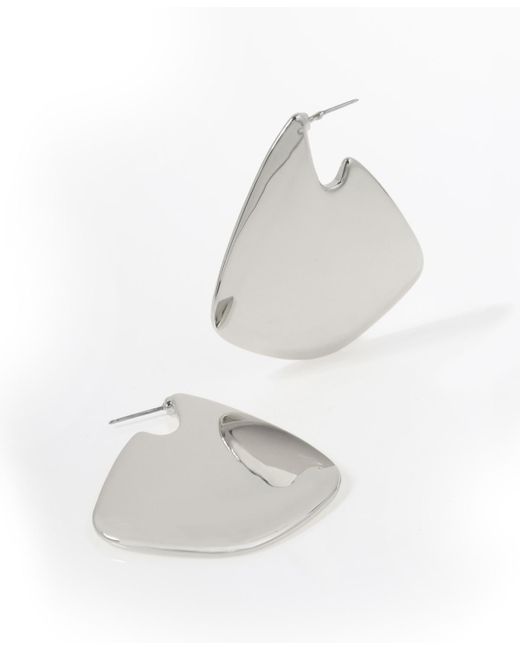 Steve Madden White Geometric Statement Hoop Earrings