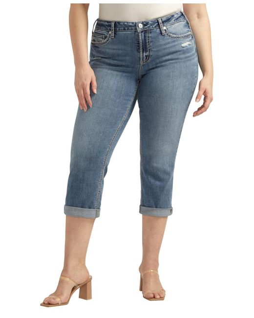 Silver Jeans Co. Blue Plus Size Suki Mid Rise Curvy Fit Capri Jeans