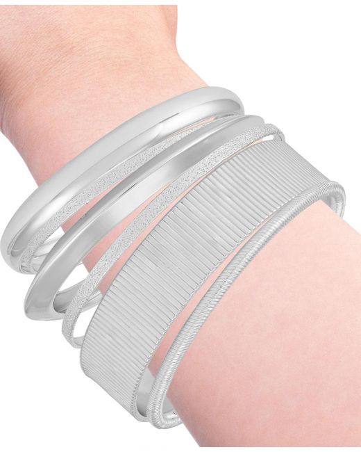 Guess White 6-pc. Set Multi Size Polished Bangle Bracelets