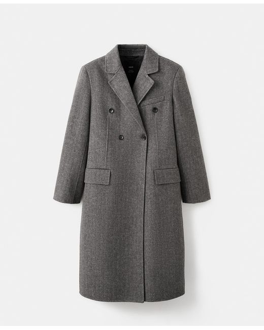 Mango Gray Double-breasted Wool Coat
