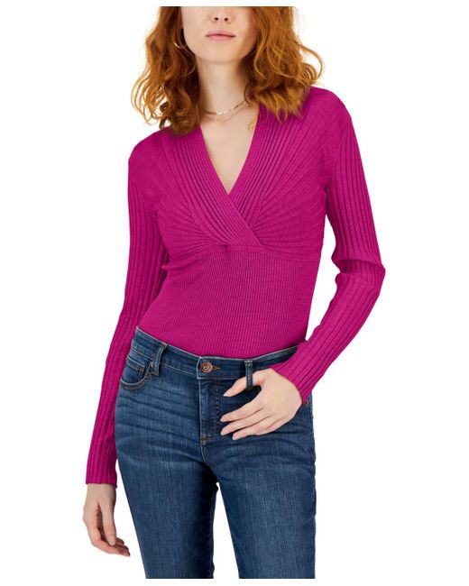Inc ribbed surplice sweater deals