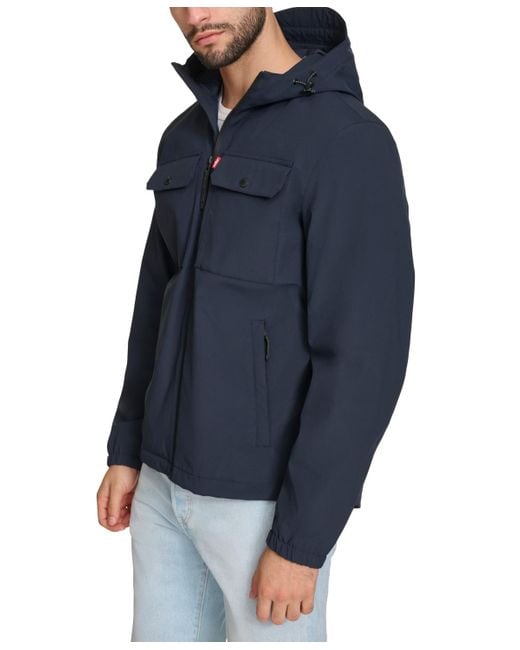 Levi's Blue Hooded Rain Jacket for men
