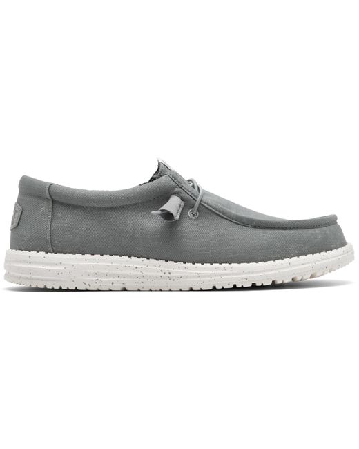 Hey Dude Gray Wally Canvas Casual Moccasin Sneakers From Finish Line for men