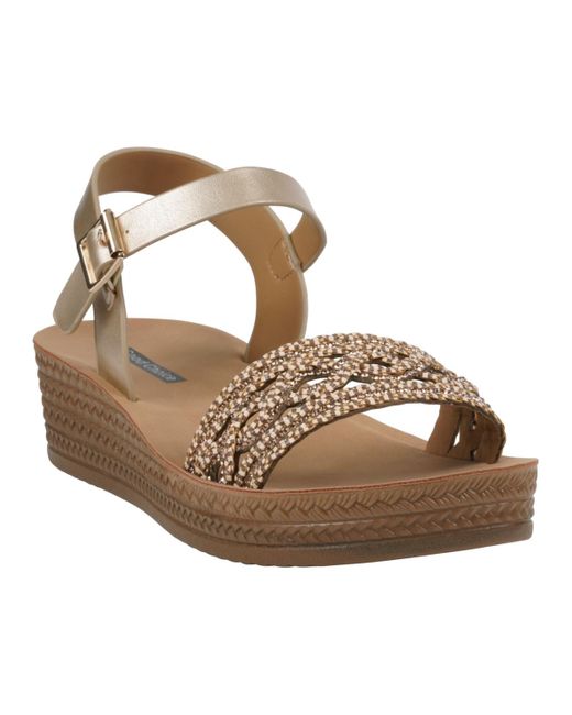 Gc Shoes Metallic Fay Embellished Wedge Sandals