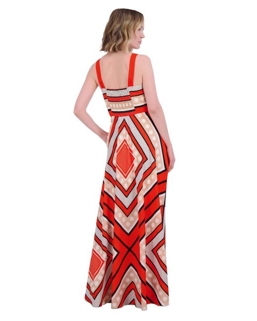 Eliza J Red Printed Square-neck Maxi Sundress