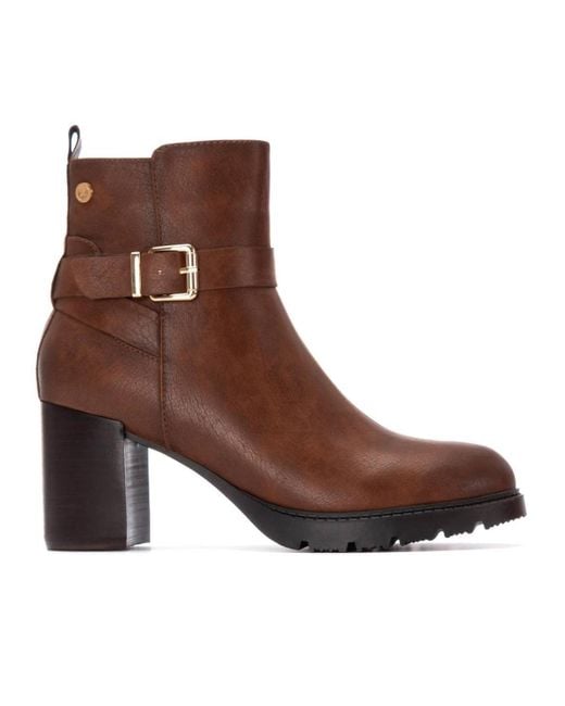 Xti Brown Heeled Booties By