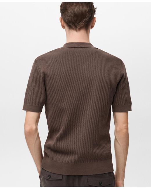 Mango Brown Openwork Knit Structured Shirt for men