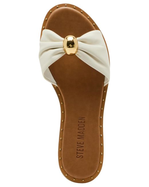 Steve Madden White Dipsy Knotted Embellished Slide Sandals