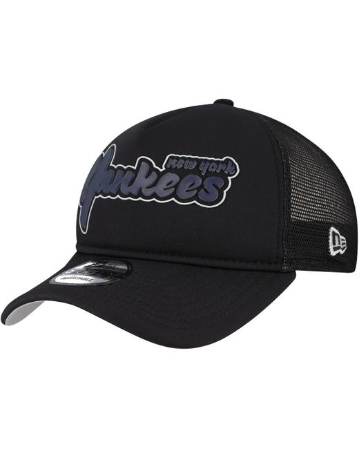 KTZ Black New York Yankees Retro Bold A-frame Trucker 9forty Adjustable Hat for men
