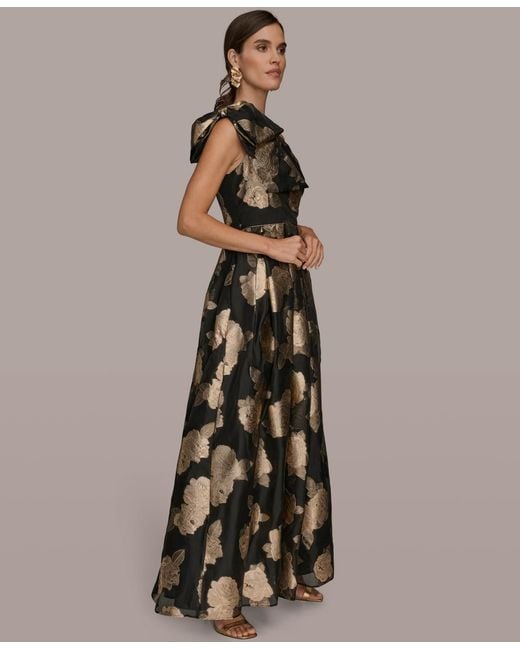 Donna Karan Multicolor One Shoulder Print Ball Gown