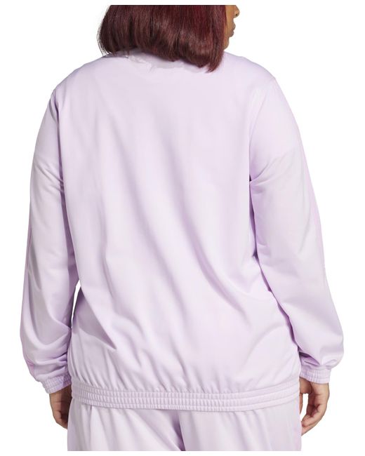 Adidas Purple Plus Size Three-stripe Tricot Zip Track Jacket