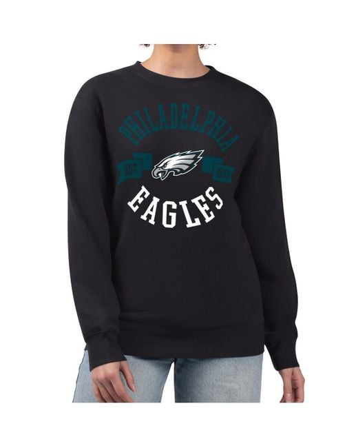 G-III 4Her by Carl Banks Black Philadelphia Eagles Large Team Graphic Fleece Pullover Sweatshirt
