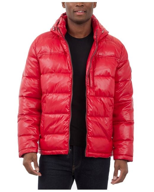Michael Kors Shine Puffer Jacket in Red for Men Lyst