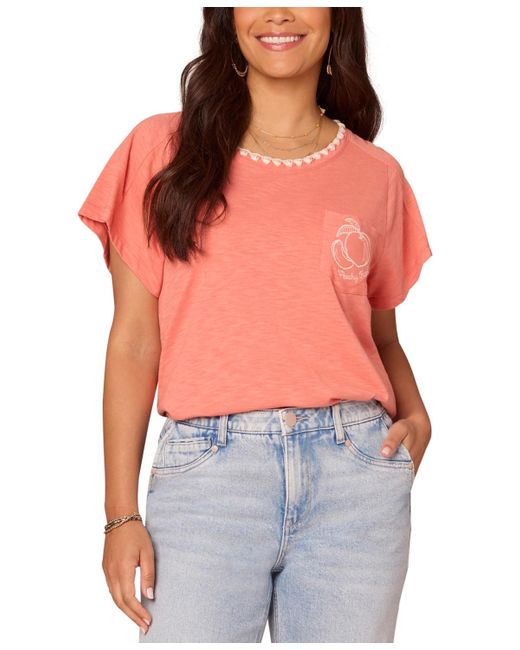 Democracy Embroidered-pocket Short-sleeve T-shirt