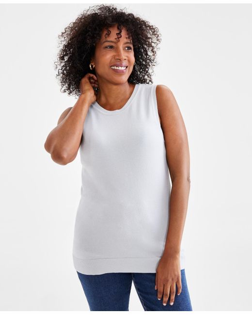 Style & Co. White Sleeveless Shell Sweater Top