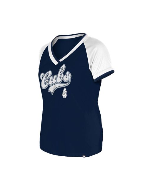 KTZ Blue Chicago Cubs Gameday Raglan V-neck T-shirt