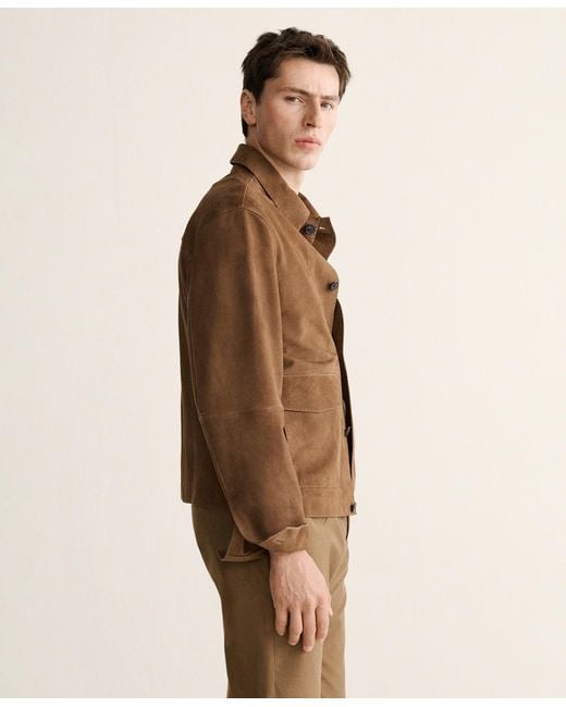 Mango Brown Leather Pockets Jacket for men