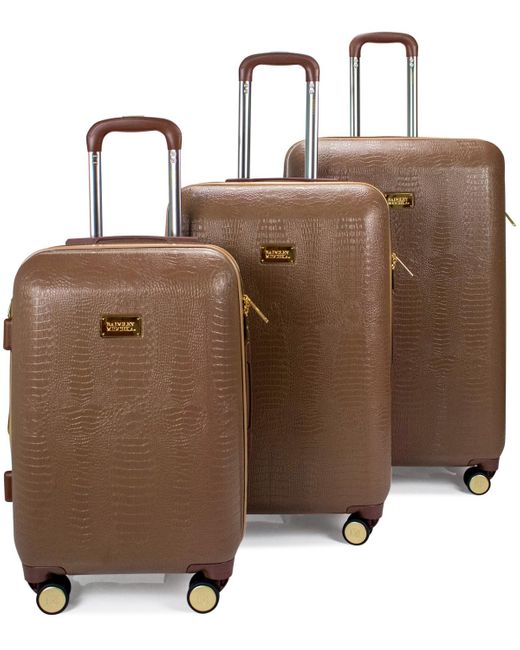 Badgley Mischka Brown Snakeskin Expandable luggage Set