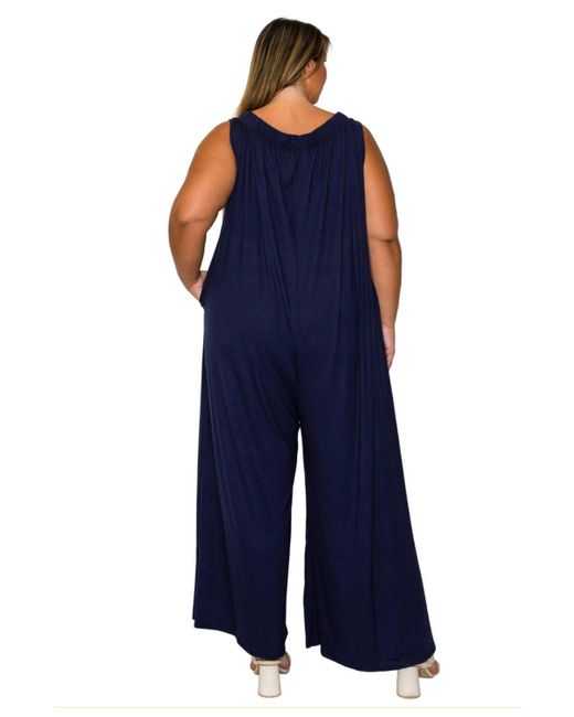 L I V D Blue Plus Size Olson Wide Leg Pocket Jumpsuit