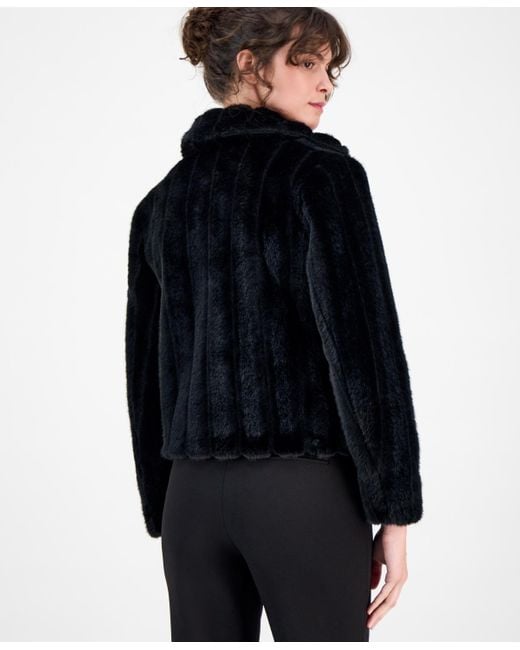 Anne Klein Black Cropped Faux Fur Jacket P Xxs Xxl