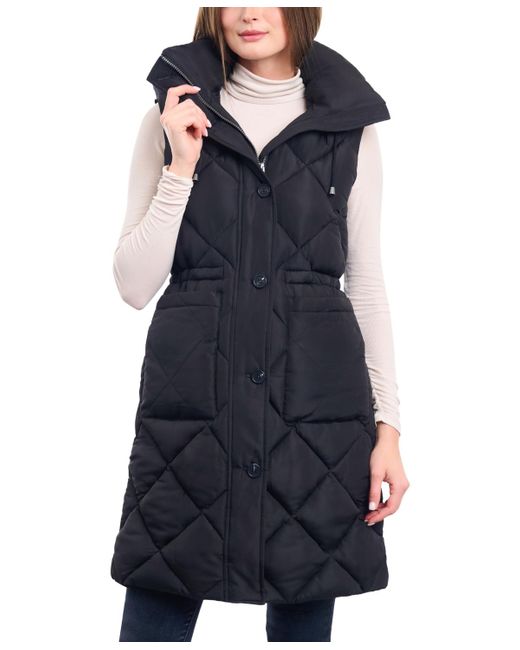 Lucky Brand Blue Long Quilted Anorak Puffer Vest