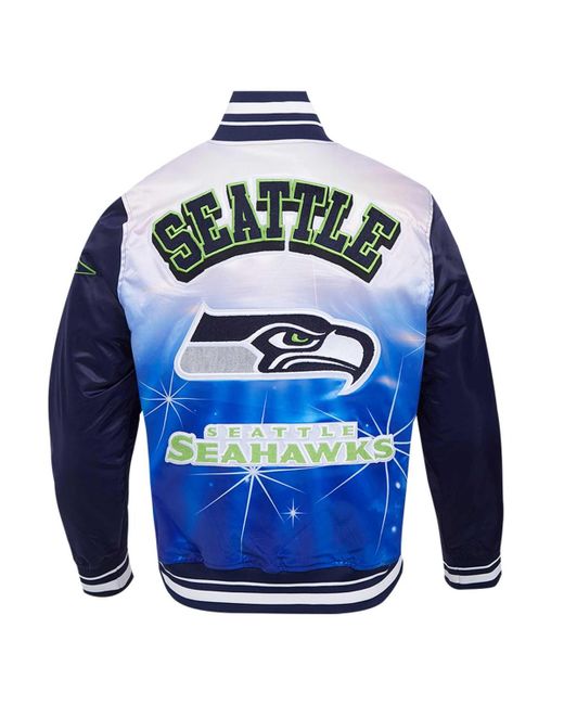 Pro Standard Blue Seattle Seahawks Sublimated Satin Full-snap Jacket for men