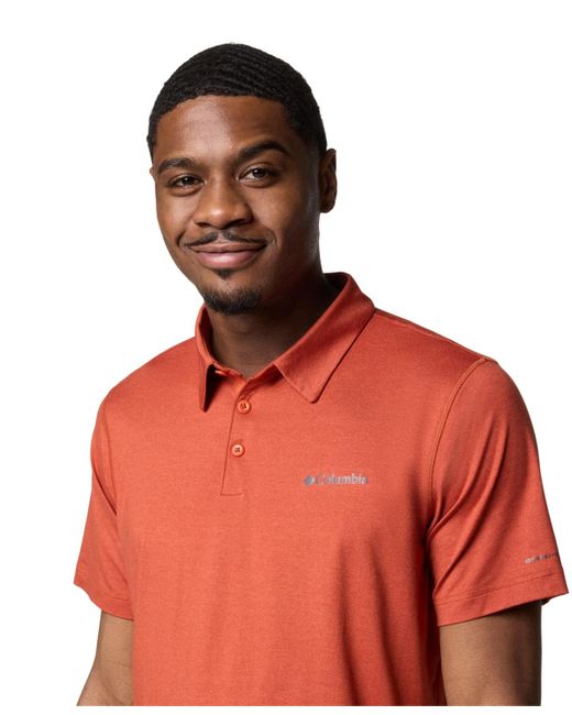 Columbia Red Carter Short Sleeve Performance Crest Polo for men