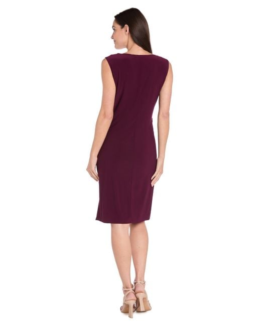 R & M Richards Red Petite Printed Scoop Neck Jacket Dress
