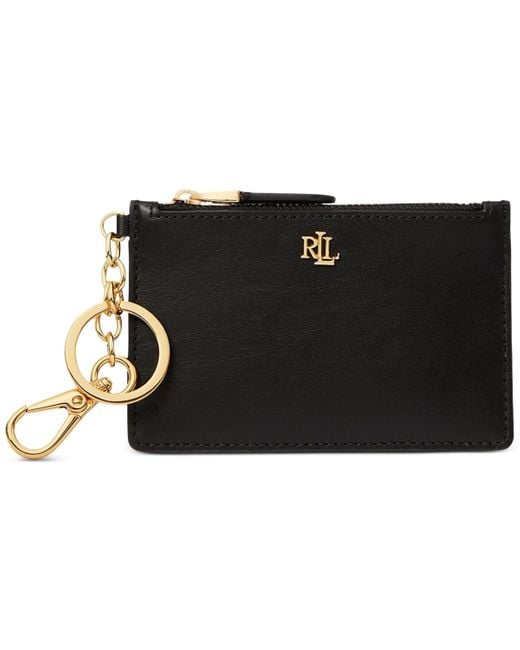 Lauren by Ralph Lauren Full-grain Leather Key-ring Small Zip Card Case ...